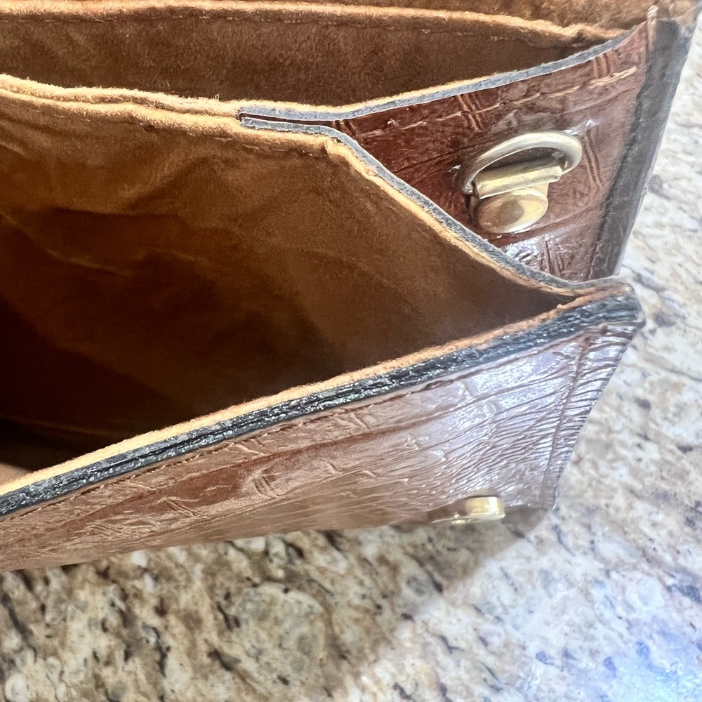 Crocodile Embossed Brown Clutch Crossbody Bag - Picture 9 of 13